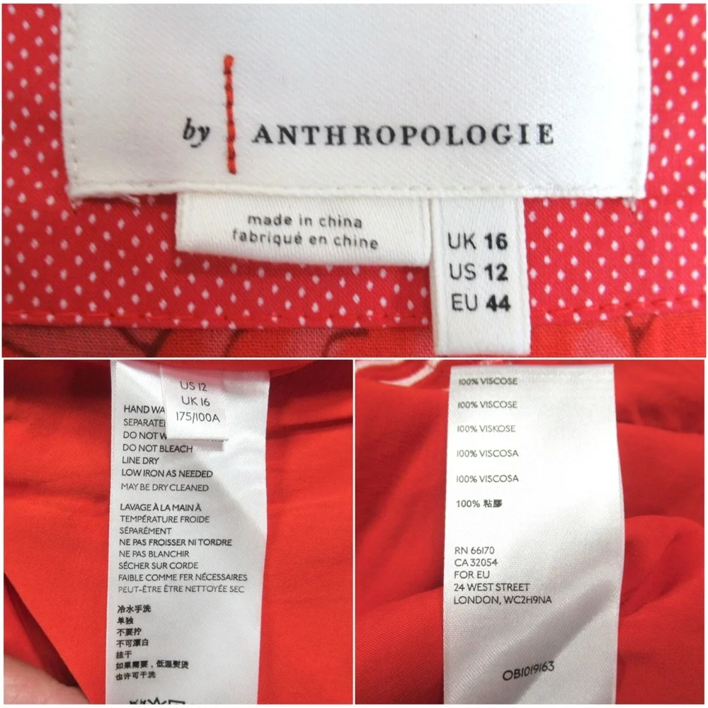 ANTHROPOLOGIE Boswell Red Floral Textured Wrap Tunic Dress Women's Size 12